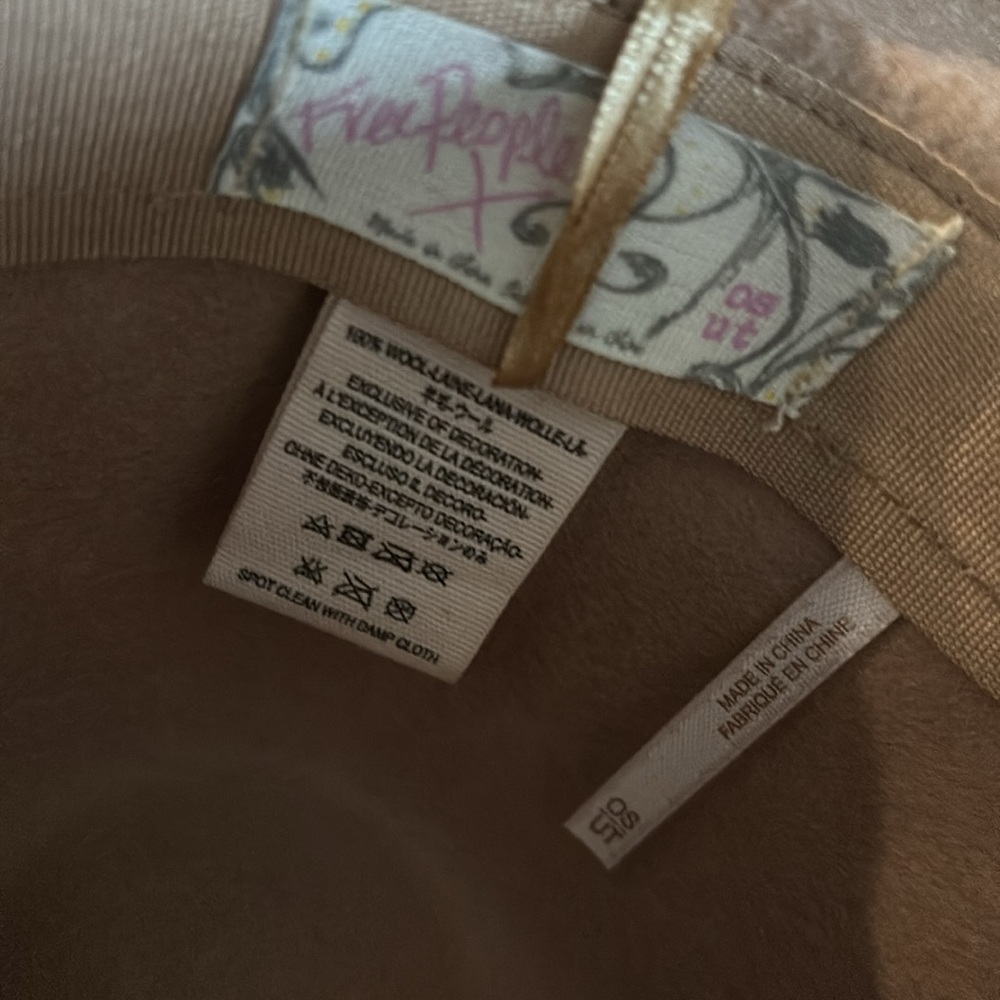 Free People 100% Wool Hat OS Beige - Picture 5 of 9
